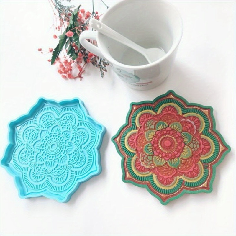 Silicone Mold Tray - Molde de silicone para porta-copos mandala,