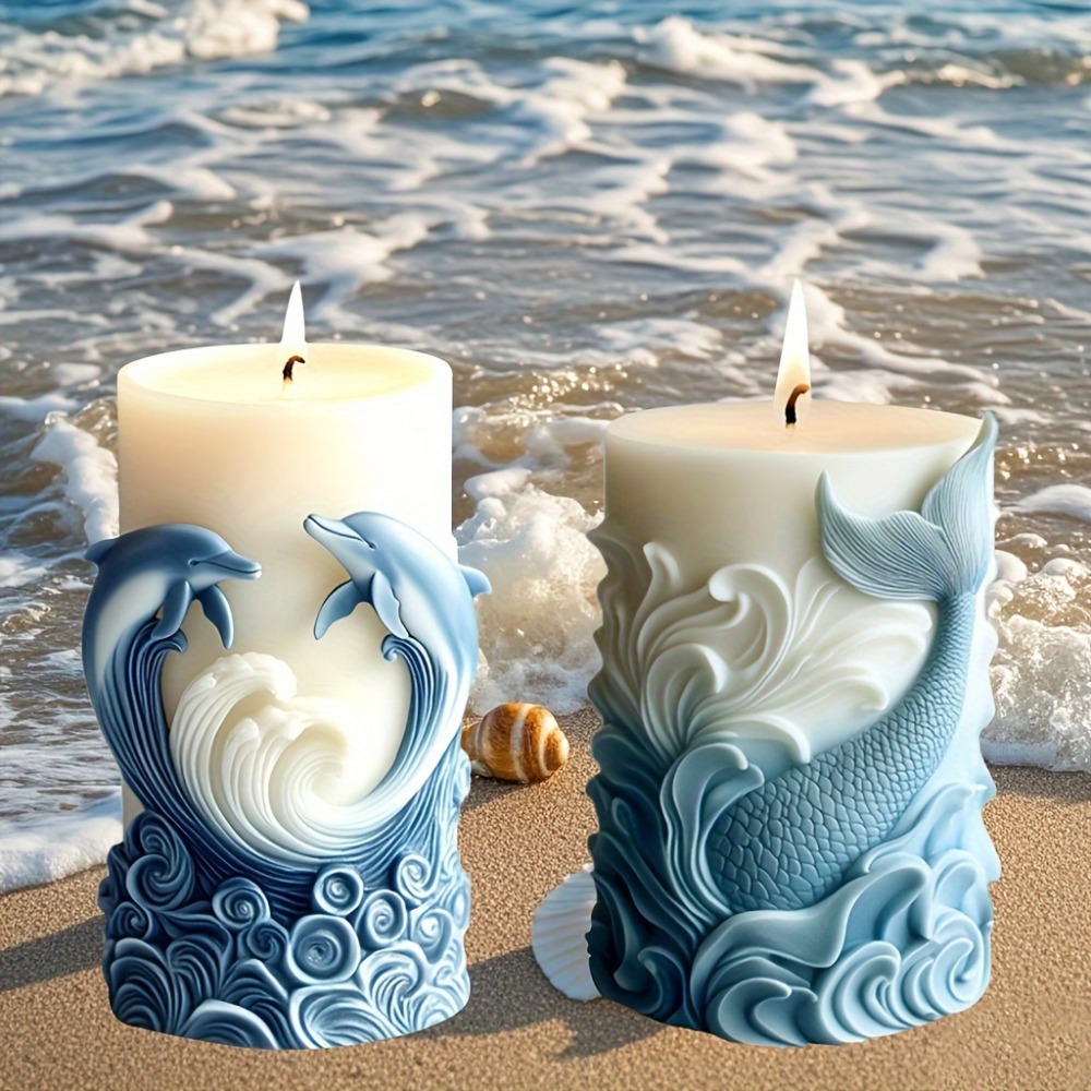 Molde de vela de silicone com  - Resin Ocean Wave Mold avaliação e preço